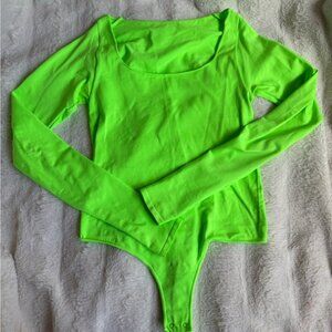SKIMS Neon Green Long Sleeve Bodysuit